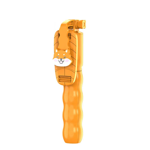 Selfie stick Techsuit Mini (KT01), Compact Tripod Mount cu Detasabil Telecomanda, 70cm, portocaliu