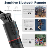 Selfie stick Techsuit (L19), Stable Monopod/Tripod cu Bluetooth Telecomanda, 400mAh, 70cm, negru