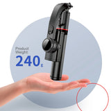 Selfie stick Techsuit (L19), Stable Monopod/Tripod cu Bluetooth Telecomanda, 400mAh, 70cm, negru