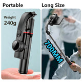 Selfie stick Techsuit (L19), Stable Monopod/Tripod cu Bluetooth Telecomanda, 400mAh, 70cm, negru