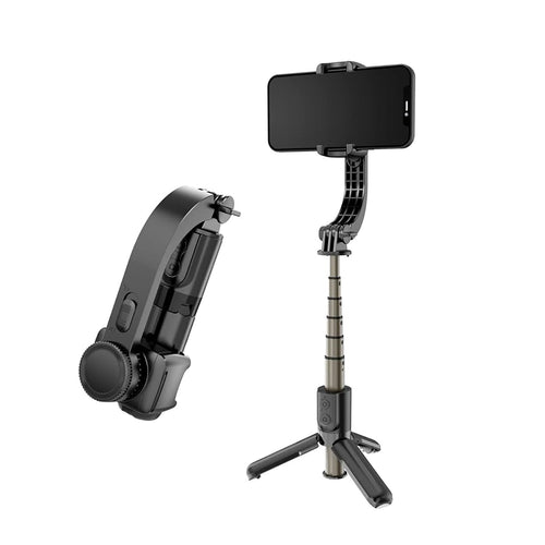 Selfie stick Techsuit Mini (L08Mini), Stable Gimbal/Tripod cu Removable Wireless Remote, 360 Rotation Head, 70cm, negru