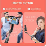 Selfie stick Techsuit Mini (L08Mini), Stable Gimbal/Tripod cu Removable Wireless Remote, 360 Rotation Head, 70cm, negru