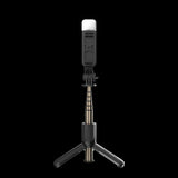 Selfie stick Techsuit Mini (L10s), Stable Tripod cu Bluetooth Telecomanda si Fill Light, 70cm, negru