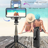 Selfie stick Techsuit Mini (L11s), Stable Tripod cu Bluetooth Telecomanda si LED Light, 75cm, negru