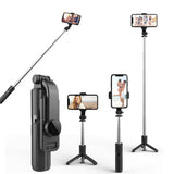 Selfie stick Techsuit Mini (L11), Stable Tripod cu Bluetooth Self Timer, 360 Rotation, 73cm, negru