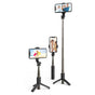 Selfie stick Techsuit Mini (L10), Stable Tripod cu Bluetooth Telecomanda, 360 Rotation, Aluminium Alloy, 68cm, negru