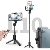 Selfie stick Techsuit Mini (L10), Stable Tripod cu Bluetooth Telecomanda, 360 Rotation, Aluminium Alloy, 68cm, negru