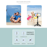 Selfie stick Techsuit Mini (L10), Stable Tripod cu Bluetooth Telecomanda, 360 Rotation, Aluminium Alloy, 68cm, negru