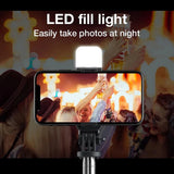Selfie stick Techsuit (L02s), Stable Tripod cu Bluetooth Telecomanda si Fill Light, Stainless Steel, 104cm, negru