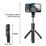 Selfie stick Techsuit (L02s), Stable Tripod cu Bluetooth Telecomanda si Fill Light, Stainless Steel, 104cm, negru