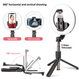 Selfie stick Techsuit (L07), Stable Tripod cu Bluetooth Telecomanda si Beauty Ring Light, 90cm, negru