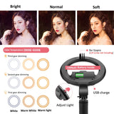 Selfie stick Techsuit (L07), Stable Tripod cu Bluetooth Telecomanda si Beauty Ring Light, 90cm, negru