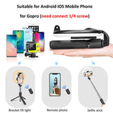 Selfie stick Techsuit (L07), Stable Tripod cu Bluetooth Telecomanda si Beauty Ring Light, 90cm, negru