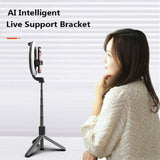 Selfie stick Techsuit (L07), Stable Tripod cu Bluetooth Telecomanda si Beauty Ring Light, 90cm, negru