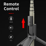 Selfie stick Techsuit (L07), Stable Tripod cu Bluetooth Telecomanda si Beauty Ring Light, 90cm, negru