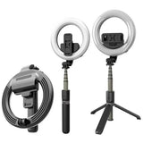 Selfie stick Techsuit (L07), Stable Tripod cu Bluetooth Telecomanda si Beauty Ring Light, 90cm, negru