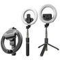 Selfie stick Techsuit (L07), Stable Tripod cu Bluetooth Telecomanda si Beauty Ring Light, 90cm, negru