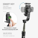Selfie stick Techsuit (L08), Stable Gimbal/Tripod cu Bluetooth Telecomanda, 360 Rotation, 86cm, negru