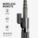 Selfie stick Techsuit (L08), Stable Gimbal/Tripod cu Bluetooth Telecomanda, 360 Rotation, 86cm, negru
