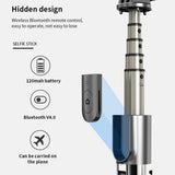 Selfie stick Techsuit (L03), Stable Tripod cu Bluetooth Telecomanda, Aluminium Alloy, 83cm, negru