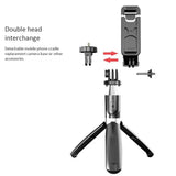 Selfie stick Techsuit (L02), Stable Tripod cu Bluetooth Telecomanda, GoPro Compatible, 360 Rotation, 100cm, negru