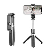 Selfie stick Techsuit (L02), Stable Tripod cu Bluetooth Telecomanda, GoPro Compatible, 360 Rotation, 100cm, negru