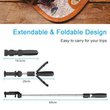 Selfie stick Techsuit (L01), Tripod Stable Mount cu Brat extensibil, Bluetooth Telecomanda, 70cm, negru