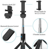 Selfie stick Techsuit (L01), Tripod Stable Mount cu Brat extensibil, Bluetooth Telecomanda, 70cm, negru