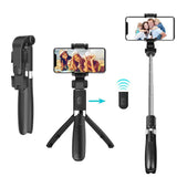 Selfie stick Techsuit (L01), Tripod Stable Mount cu Brat extensibil, Bluetooth Telecomanda, 70cm, negru
