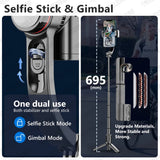 Selfie stick Techsuit (L18sMini), Stable Gimbal/Tripod cu Bluetooth Telecomanda, Fill Light, 360 Rotation, 70cm, negru