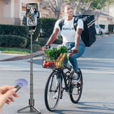 Selfie stick Techsuit (L18sMini), Stable Gimbal/Tripod cu Bluetooth Telecomanda, Fill Light, 360 Rotation, 70cm, negru