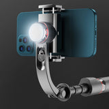 Selfie stick Techsuit (L19s), Stable Gimbal/Tripod cu Bluetooth Telecomanda, Fill Light, 360 Rotation, 70cm, negru