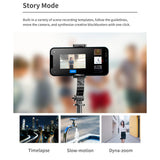 Selfie stick Techsuit (L19s), Stable Gimbal/Tripod cu Bluetooth Telecomanda, Fill Light, 360 Rotation, 70cm, negru