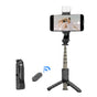 Selfie stick Techsuit Mini (Q10s), Stable Tripod cu Bluetooth Telecomanda, Fill Light, 360 Rotation, 70cm, negru