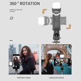 Selfie stick Techsuit Mini (Q10s), Stable Tripod cu Bluetooth Telecomanda, Fill Light, 360 Rotation, 70cm, negru