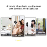 Selfie stick Techsuit Mini (Q11s), Stable Tripod cu Bluetooth Telecomanda si Fill Light, 360 Rotation, 76cm, negru