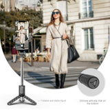 Selfie stick Techsuit Mini (Q11s), Stable Tripod cu Bluetooth Telecomanda si Fill Light, 360 Rotation, 76cm, negru