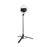Selfie stick Techsuit (Q05s), Stable Tripod cu Bluetooth Telecomanda si Ring Light, Stainless Steel, 170cm, negru