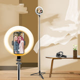 Selfie stick Techsuit (Q05s), Stable Tripod cu Bluetooth Telecomanda si Ring Light, Stainless Steel, 170cm, negru