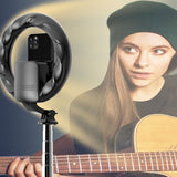 Selfie stick Techsuit (Q05s), Stable Tripod cu Bluetooth Telecomanda si Ring Light, Stainless Steel, 170cm, negru