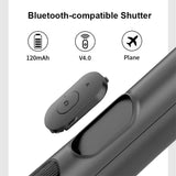 Selfie stick Techsuit (Q05), Stable Tripod cu Bluetooth Telecomanda, 360 Rotation, Stainless Steel, 158cm, negru