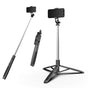 Selfie stick Techsuit (Q05), Stable Tripod cu Bluetooth Telecomanda, 360 Rotation, Stainless Steel, 158cm, negru