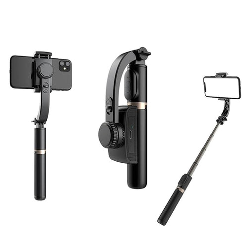 Selfie stick Techsuit (Q08), Anti-Shake Tripod cu Bluetooth Telecomanda, 360 Rotation, Aluminium Alloy, 75cm, negru