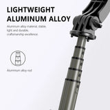 Selfie stick Techsuit (Q03s), Stable Tripod cu Bluetooth Telecomanda si Fill Light, Aluminium Alloy, 76cm, negru