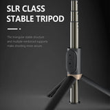 Selfie stick Techsuit (Q03s), Stable Tripod cu Bluetooth Telecomanda si Fill Light, Aluminium Alloy, 76cm, negru