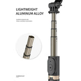 Selfie stick Techsuit (Q03), Stable Tripod cu Bluetooth Telecomanda, Aluminium Alloy, 360 Rotation, 74cm, negru