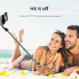 Selfie stick Techsuit (Q03), Stable Tripod cu Bluetooth Telecomanda, Aluminium Alloy, 360 Rotation, 74cm, negru