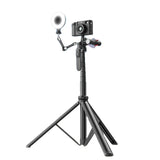 Selfie stick Techsuit (C05), Large Ajustable Tripod cu Bluetooth Telecomanda, 360, Aluminium Alloy, 205cm, negru