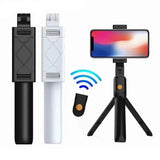 Selfie stick Techsuit (K07), Compact Tripod Mount cu Bluetooth Telecomanda, Pliabil, 70cm, alb