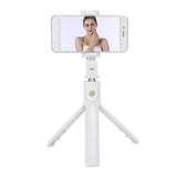 Selfie stick Techsuit (K07), Compact Tripod Mount cu Bluetooth Telecomanda, Pliabil, 70cm, alb